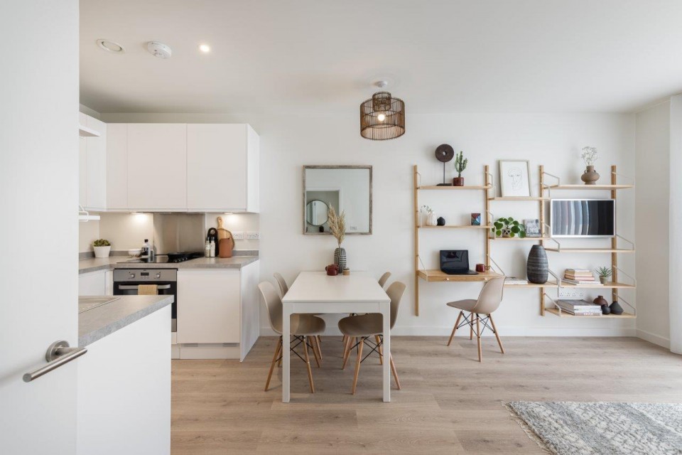 The interior of a Pocket home, showing the kitchen and dining areas.